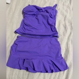 Lands End purple 2 piece tankini swimsuit